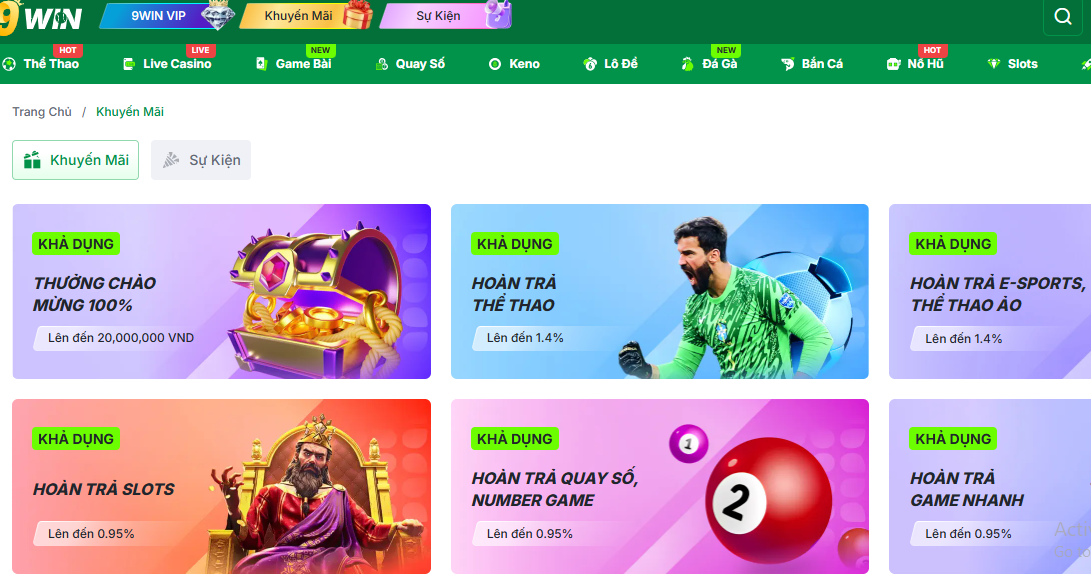 Luôn cập nhật chương trình khuyến mãi siêu khủng tại 9win